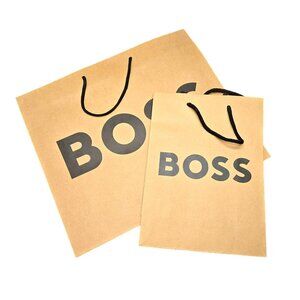 Hugo Boss Branded Kraft Paper Gift Bags With Handles Set Of 2 VR1037